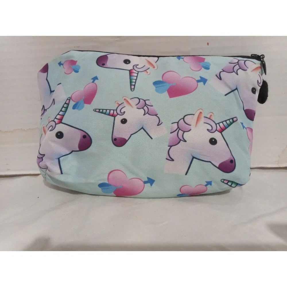 Unicorn Make Up Bag 3D Print Cosmetic Bag Multifunition Pencil Holder Hearts